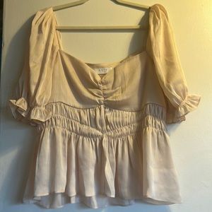Astr champagne puff sleeve top with light shimmer
